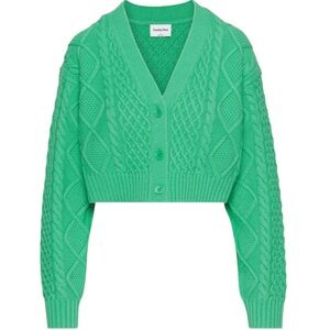 Large Sunday Best Aritzia Cooper Cardigan Cropped Sweater Knit Green Button